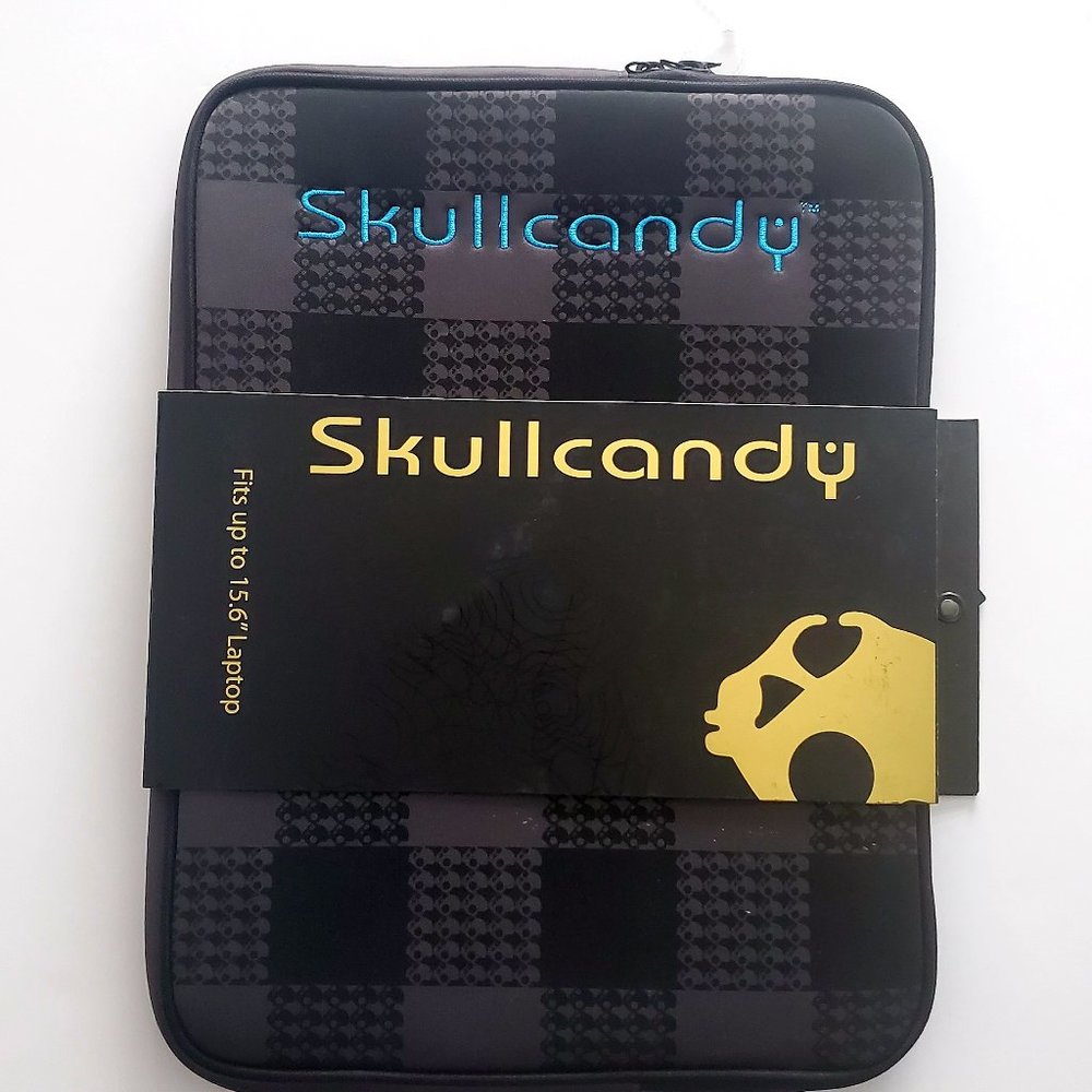 SKULLCANDY Laptop Case Sleeve Checkered Houndstooth Design Black & Grey killstar